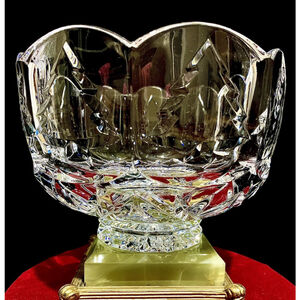 Crystal Scalloped Clear Bowl Christmas Tree‎ Design Footed Gorgeous ~ Video